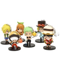 (New Arrival)Hot selling High Quality 10cm 6pcs/set PVC One Piece Action Figure keychain One Piece Figure Doll keyring For Gift