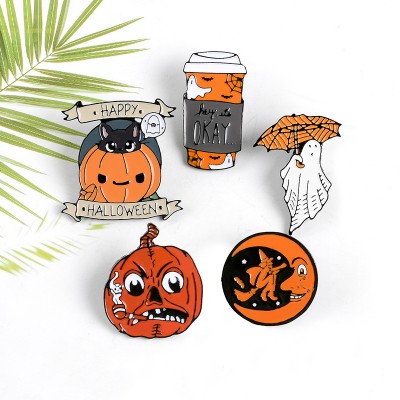 2020 Halloween Pumpkin Brooch, Halloween Ghost Metal Pin, Pocket Pin Brooch For Decoration