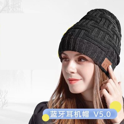 2019 new knit hat stereo V5.0 wireless headset music hat, hands-free headphone speaker cap, music beanie winter hat