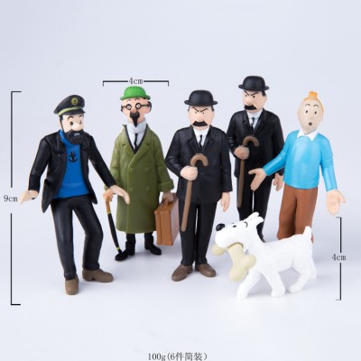 2020 new hot sell 6pcs/set 5-10cm The Adventures of Tintin PVC figure Captain Haddock TINTIN  Action Figure Toys