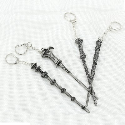 Wholesale Hot movie new alloy 3D Metal Harry Potter Keychain Harry Magic Wand Pendant Keychain