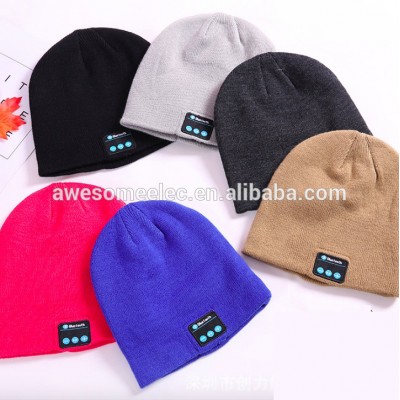 Warming and winter knitted wireless bluetooth headphone beanie hat for outdoor