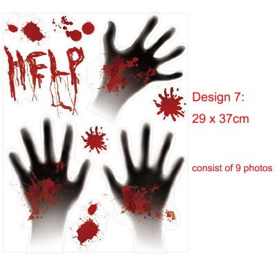 PVC Removable DIY Halloween Wall Stickers Halloween Bloody Handprint Footprint mirror wall sticker Party decor mirror sticker