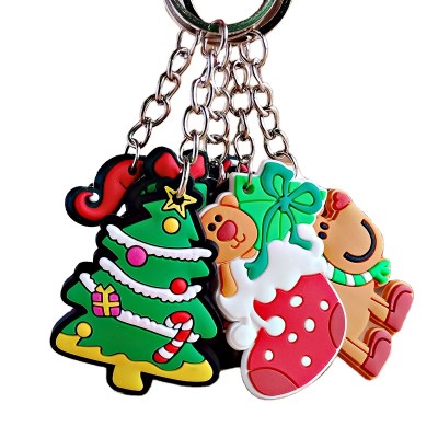 Christmas promotion Santa Claus pendant, cartoon figure keychain for Christmas gifts